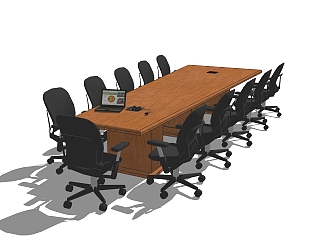 <em>现代会议桌椅</em>组合草图大师模型，会议桌椅sketchup模型