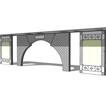 新中式廊架草图大师模型， 廊架sketchup模型下载