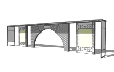 新中式廊架草图大师模型， 廊架sketchup模型下载