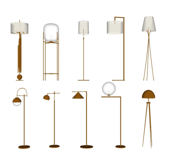 现代落地灯组合su模型下载、落地灯组合草图大师模型下载