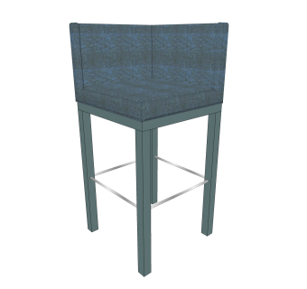 现代布艺吧椅su模型，椅子草图大师模型下载