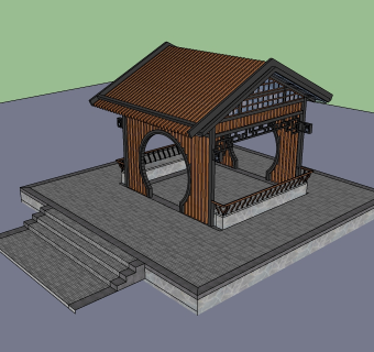  中式凉亭SU模型免费下载，亭子skb模型文件下载