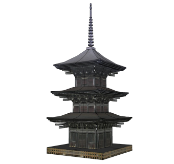 日式古建佛塔草图大师模型下载、古建佛塔su模型下载