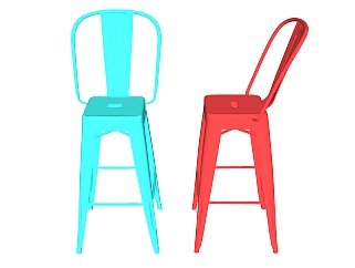 现代固定吧椅sketchup模型，塑料吧椅草图大师模型下载