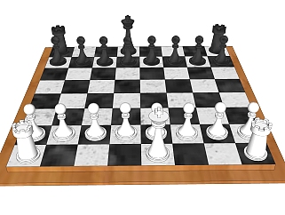 国际象棋摆件草图大师模型,现代装饰品su模型下载