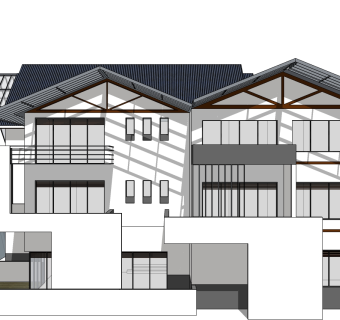 新中式别墅su模型下载、新中式别墅草图大师模型下载