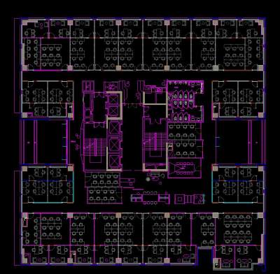 现代简约办公室施工图，办公室cad工程图下载