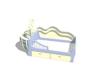 现代<em>单人儿童床</em>草图大师模型，<em>儿童床</em>sketchup模型下载