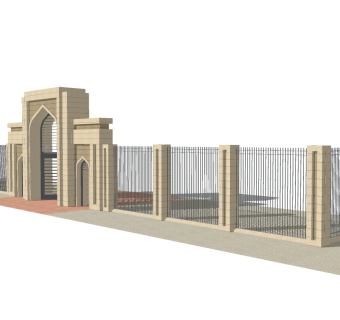 欧式大理石景观墙围墙草图大师模型，大理石景观墙围墙sketchup模型下载