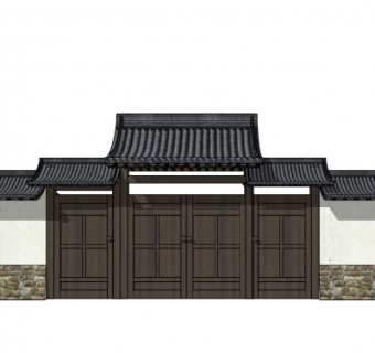 精品中式大门草图大师模型集下载
