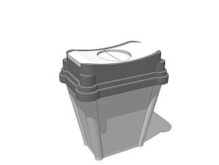 现代简约垃圾桶免费su模型，垃圾桶草图大师模型下载