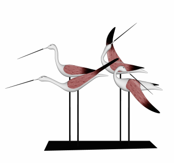 现代鹤型饰品草图大师模型，饰品su模型下载