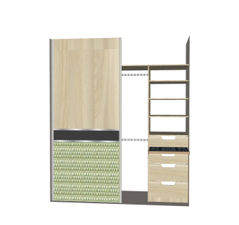 现代简约衣柜草图大师模型，衣柜SKP模型下载