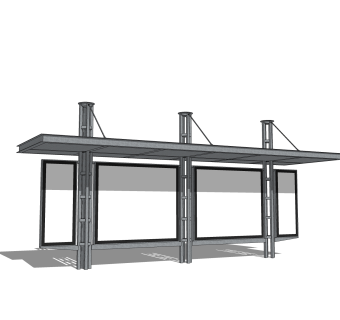 现代候车亭免费su模型，候车亭草图大师模型下载