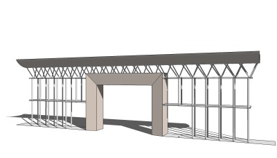 现代大门入口su模型下载、入口大门草图大师模型下载