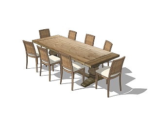 简美<em>餐桌</em>椅免费su模型，<em>餐桌</em>椅sketchup模型下载
