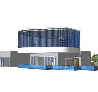 现代独栋别墅su模型免费下载，sketchup别墅草图大师模型