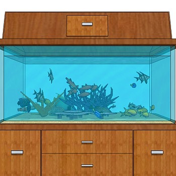 现代生态鱼缸草图大师模型，鱼缸sketchup模型下载
