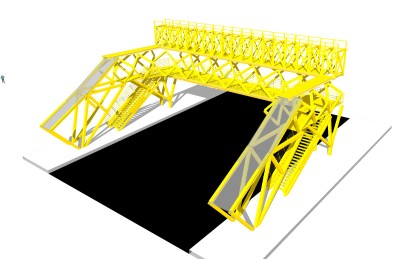现代人行天桥草图大师模型，人行天桥sketchup模型免费下载