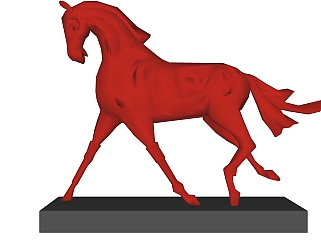 红色骏马雕塑su模型,摆件草图大师模型下载