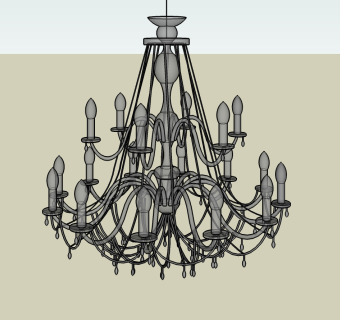  欧式客厅吊灯草图大师模型，客厅吊灯sketchup模型下载