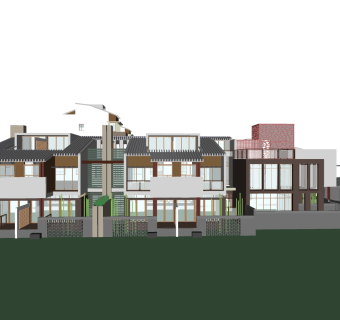 现代别墅外观草图大师模型，别墅外观sketchup模型免费下载