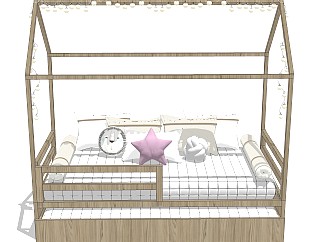 <em>现代儿童床</em>草图大师模型，儿童床su模型下载