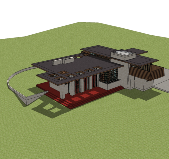 现代极简风格别墅草图大师模型，别墅SU模型下载