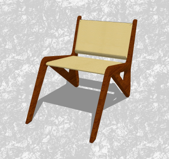 现代实木座椅草图大师模型，创意小座椅草图大师模型下载