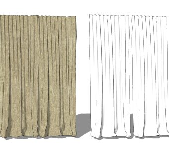 现代窗帘草图大师模型下载、现代窗帘su模型下载