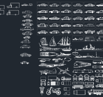 原创精细交通工具CAD图纸集合，交通工具CAD施工图纸下载