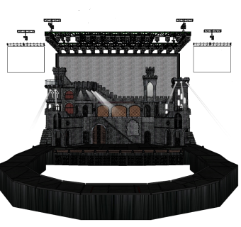 现代圆环形舞台草图大师模型，舞台skb模型分享