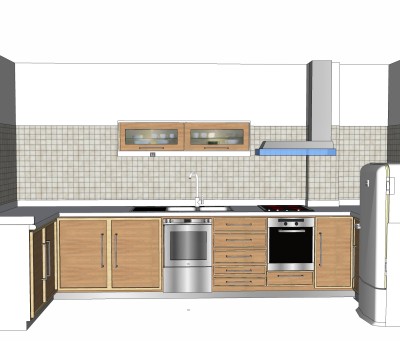 现代厨房柜免费su模型，厨房柜草图大师模型