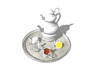 现代<em>红茶</em>茶具下午茶草图大师模型，<em>红茶</em>茶具下午茶...
