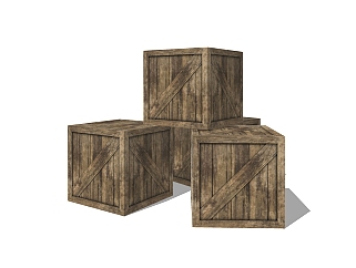 现代木箱草图大师模型，木箱sketchup模型免费下载