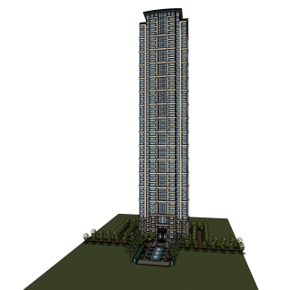 欧式高层公寓草图大师模型，公寓su模型下载