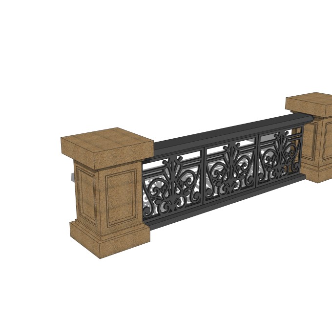 欧式栏杆SU模型，栏杆SKB文件下载