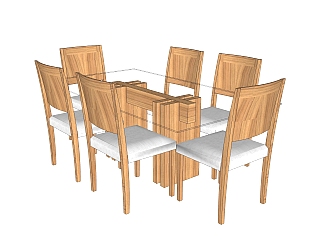 现代<em>餐桌</em>椅su模型，<em>长餐桌</em>草图大师模型下载