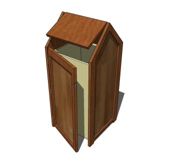 现代木制垃圾箱草图大师模型，垃圾桶SU模型下载