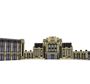 欧式商务建筑会所，sketchup建筑模型免费下载