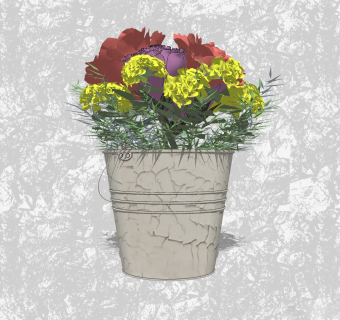 鲜花插花艺草图大师模型，芍药艺术装饰sketchup模型下载