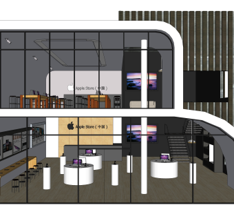 苹果专卖店草图大师模型，专卖店su模型下载
