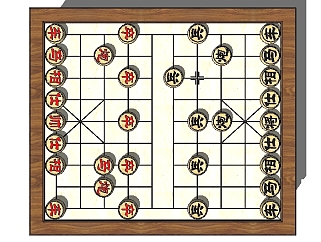 <em>中式象棋</em>组合草图大师模型，象棋sketchup模型下载