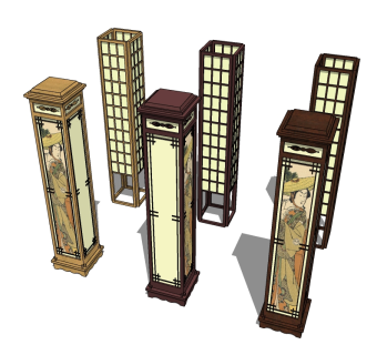 日式落地灯草图大师模型，落地灯skb模型分享