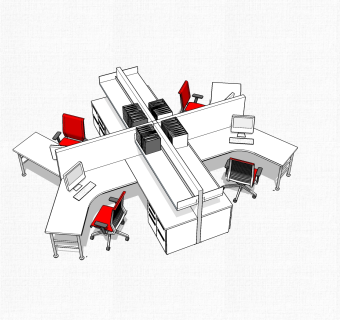 办工桌草图大师模型，办工桌sketchup模型，办工桌su素材下载