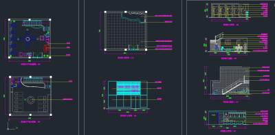 两层美容美发装修施工图，CAD建筑图纸