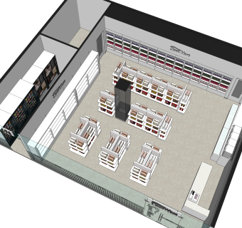现代超市便利店草图大师模型，超市su模型下载