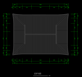 寺庙藏经阁宝殿平立面图，寺庙CAD建筑图纸下载