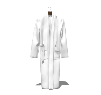 白色浴袍服饰草图大师模型,服装店衣架su模型下载