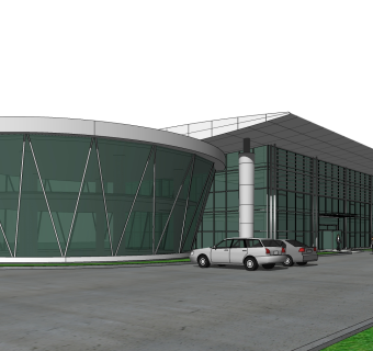 现代办公楼草图大师模型，办公楼sketchup模型免费下载